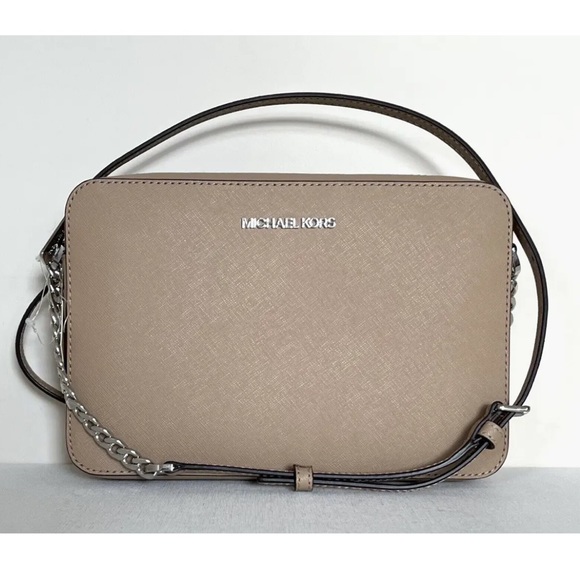 New Michael Kors Jet Set Item Large Zip Chain Crossbody Camel - Picture 1 of 5